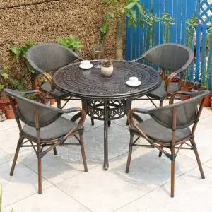 6인용 식탁 세트 야외 원형 테라스 테이블 라탄