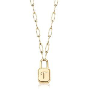 MTMY 잠금 초기 목걸이 14K 금도금 조절식 종이 클립 체인 고급 잠금 펜던트 목걸이 여성용 맞춤형 각인 문자 주얼리