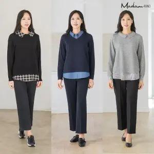 [하프클럽/마담4060](강력추천) 25FW 마담4060 블라우스 레이어드 니트 3종