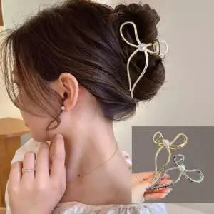 [콩심팥심]여성 올림머리 메탈 리본 머리핀 헤어 집게핀 헤어핀 헤어클립