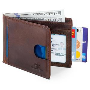 SERMAN 브랜드 RFID 차단 슬림 바이폴드 정품 가죽 얇은 미니멀리스트 프론트 포켓 남성용 빌폴드 지갑 남성용 선물