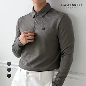 김영주스포츠 남성 기모 카라티셔츠 스판 긴팔티 골프 등산 데일리티 KRMT6109