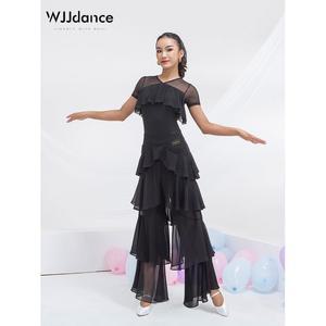 라인댄스 캉캉이 줌바커트 스판밴딩허리 쉬폰소재 바지 블랙 댄스복