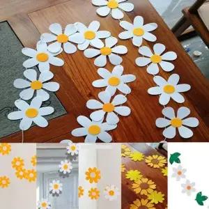 화사 인테리어 장식 화이트 플라워 펠트 봄 생일 벽장식 컬링리본 데이지 선물 옐로우 파티소품 6종 가랜드