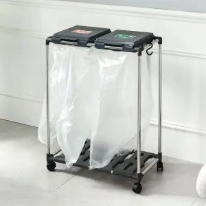 재활용 분리수거함 2단/스탠드 분리수거대 쓰레기통