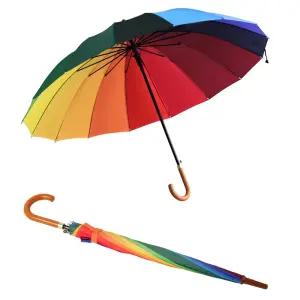 레인보우 장우산 우드 손잡이 가벼운 중형 대형