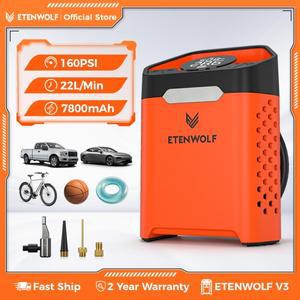 ETENWOLF ZEPHYR V3 휴대용 자동차 압축기 160 PSI 100% 듀티 사이클 타이어 팽창기 7800mAh 바이크 오토바
