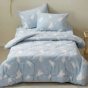 [텐바이텐]화이트베어 귀여운 포근한 극세사 이불패드세트 SS 블루