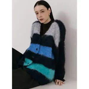 [막스까르띠지오]컬러 블록 스트라이프 루즈핏 가디건_P407900836