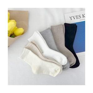 키즈퓨처 아동용 베이직 무지 소프트골지 중목 양말 6족 세트