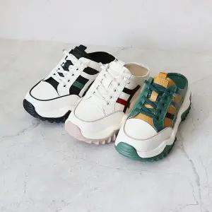 [원더슈즈] 천연소가죽 가제츠 컴포트 쿠션 스니커즈 블로퍼&뮬 6CM P-S913