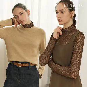 [LE TROIS]25FW 르투아 니트 레이스 하이넥블라우스 4종