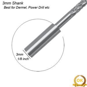 3mm 1/8 긴 생크 드로잉 카바이드 Burs Dremel 공구 밀링 커터 버 다이아몬드 컷 로터리 ~ 길이 금속 목재