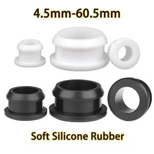 호환 홀 플 4.560.6mm 검정 흰색 실리콘 고무 스냅온 그로밋 홀 플 전선 케이블 전선가리개 보호 부싱 보호