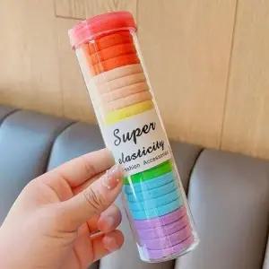 [콩심팥심]헤어 고무줄 세트 무봉제고무줄 매듭없는 검은색머리끈 골지