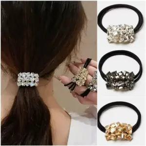 여성 고급 큐빅 머리끈 짱짱한 예쁜 고무줄 방울 3컬러1세트