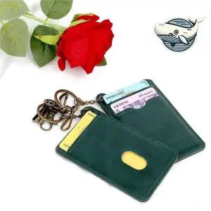 모던 가죽 카드 지갑 슬림 열쇠고리 그린 색상