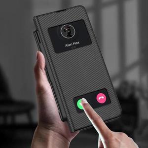 삼성 갤럭시 Z 폴드 5에 대한 고급 가죽 접이식 펜 홀더 케이스 갤럭시 Z Fold5 케이스에 대한 펜 오픈 창