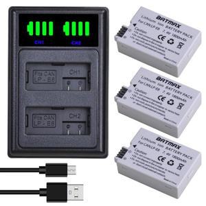 Batmax LP-E8 배터리 및 신형 LED 듀얼 충전기 캐논 EOS 550D 600D 키스 X4 X5 X6i X7i 용 C타입 포트 LP E