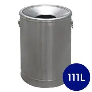 111L-업소용.대형.쓰레기통.휴지통.대용량 스테인리스 원통 홉바 쓰레기통