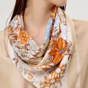 [닥스](강남점)DCSC5F323I2 [실크100%]베이지 윈터플라워 실크 스카프