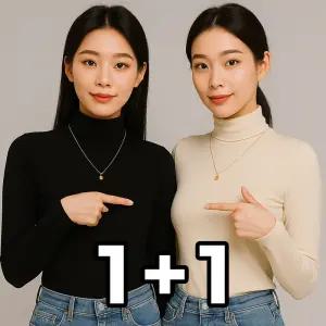 원+원 단독행사 여성 가을 겨울용 까슬림없는 기본 이너 반목 터틀넥 긴팔 티셔츠