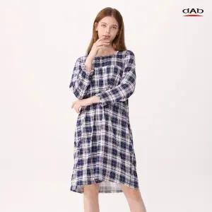 댑 네이비체크 피치기모 잠옷 원피스 여성용_GPJ17107