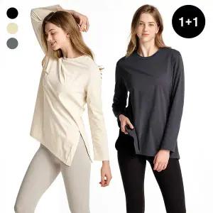 [테슬라][1+1] 여성 기모 소로나 오버핏 커버업 티셔츠