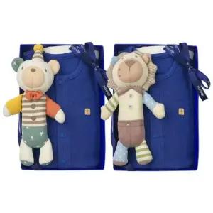 [갤러리아] (쌍둥이출산,백일,돌,유아내의)드레곤슬림내의두벌+사자,곰딸랑이(A1A-10388SET)