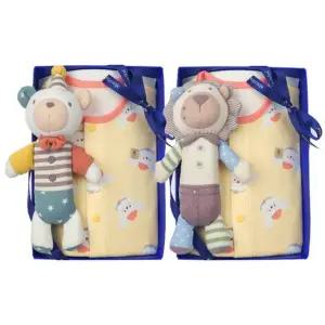 [갤러리아] (압소바출산,백일,돌,유아내의세트)도도내의노+사자,곰돌딸랑이세트(A1A-10386SET)