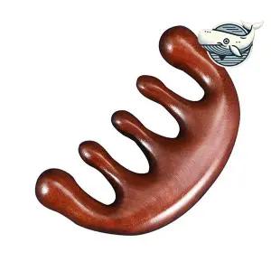 [골드스마일]박달 원목 얼굴 마사지 스틱 헤어 마사지 굴곡