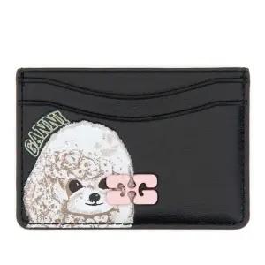 블랙 레더 프린티드 독 일러스트레이션 카드 지갑 A6769 099