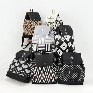 어반백 여성백팩 패턴 무늬 니트 미니 백팩URB W126