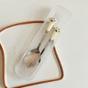 냥이 숟가락과 포크 세트 휴대용 여행용 귀여운숟가락