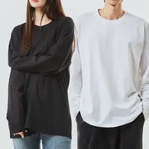 [1장+1장] 2장SET 순면100% 20수 긴팔 티셔츠 남녀공용 오버핏 S~2XL