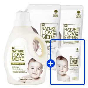 네이쳐러브메레 아기 섬유유연제 용기형 1800ml 1개 + 유연제 리필형 1300ml 2팩 (GIFT) 500ml 오리지널향 리필 1팩더 총4팩