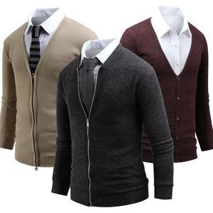 남자 브이넥 가디건/니트 롱 기본 남성 티셔츠 집업