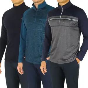 가을 겨울 남성 기능성 티셔츠 면 기모 폴라 아웃도어 등산복 작업복 긴팔 집업 카라티