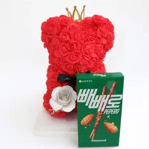 빼빼로데이 선물 장미곰돌이 로즈 베어 여친 남친 빼빼로 꽃 선물 세트