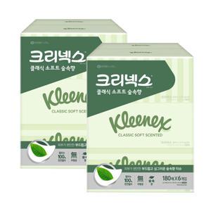 크리넥스 클래식 숲속향 180매x6개입 2팩 미용티슈 각티슈 화장지