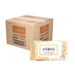 깨끗한나라 오곡물티슈 캡형 (100매) 물티슈 1박스(20개입)
