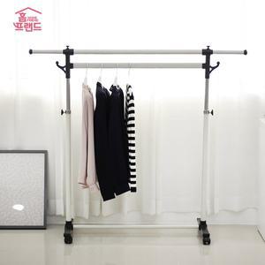 [홈프랜드]길이조절 바퀴달린 심플 행거 (실버&화이트)