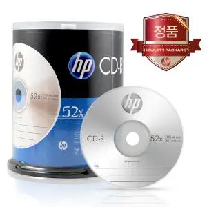 정품 HP CD-R 52배속 100장/HP CD-R 100P/케이크 포장/100장 케이크통 제품/공CD/공미디어