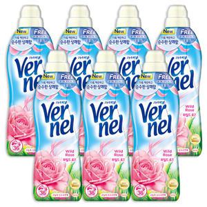 버넬 고농축 섬유유연제 와일드로즈, 900ML, 7개