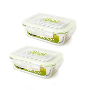 오븐락 유리 반찬통 글라스 밀폐 직사각2호 640ml