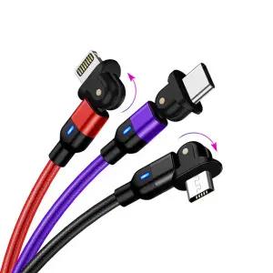 180도 회전 LED 램프 C타입 라이트닝8핀 마이크로5핀 고속충전케이블 0.5m 1m 2m