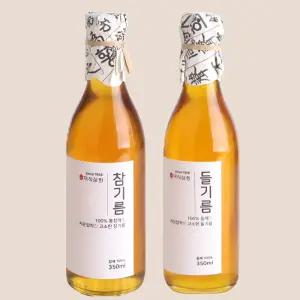 미식상회 100% 대용량 저온압착 참기름 350ml+들기름 350ml
