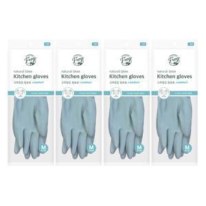 프로그 고무장갑 컴포트 에쉬블루, 중형, 4개