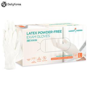 유한킴벌리 라텍스장갑100매 L 글러브 파우더프리 의료 식품 위생장갑 일회용 고탄력 D