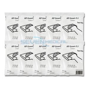 아원 AP가운 위생 비닐가운 병원 방역복 L 화이트/M 블루 10개입